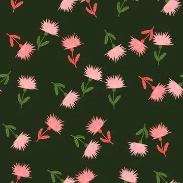 Dandelion cute seamless pattern. Hand drawn meadow background. Stock Illustration