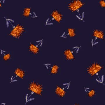 Dandelion cute seamless pattern. Hand drawn meadow background. Stock Illustration