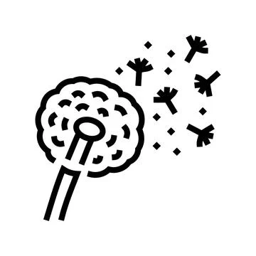 Dandelion flower floating pollen line icon vector illustration Stock Illustration