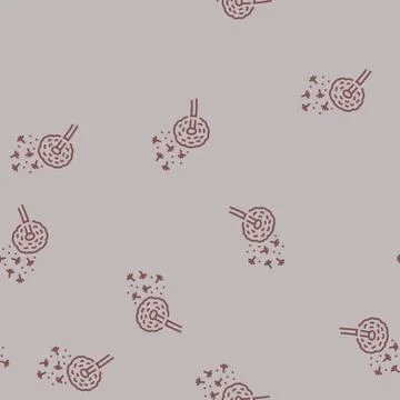 Dandelion flower floating pollen line seamless pattern Stock Illustration