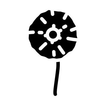 Dandelion flower glyph icon vector illustration Stock Illustration