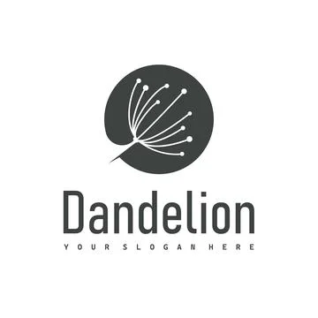 Dandelion Flower Logo Design Simple Minimalist Symbol Template Stock Illustration