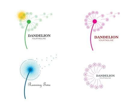 Dandelion flower logo icon Stock Illustration