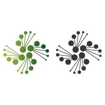 Dandelion Flower Wave Logo Template vector symbol nature Neuron logo design vect Stock Illustration