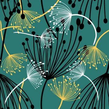 Dandelion flowers, seamless pattern, vector illustration eps 10 Stock Illustration