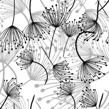 Dandelion flowers, seamless pattern, vector illustration eps 10 Stock Illustration