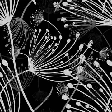 Dandelion flowers, seamless pattern, vector illustration eps 10 Stock Illustration