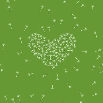 Dandelion fluff heart seamless pattern Stock Illustration