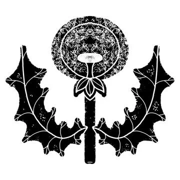 Dandelion. Graphics, linocut, texture. Vector black design element. Stockillustratie