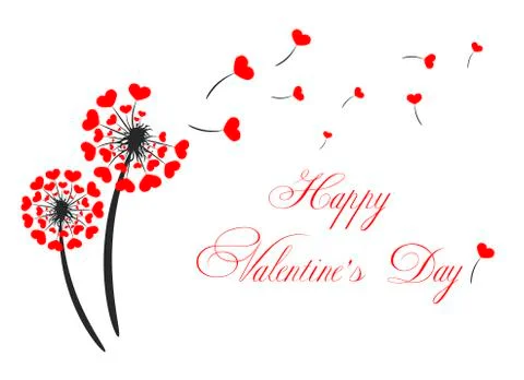Dandelion with hearts Stock Illustration