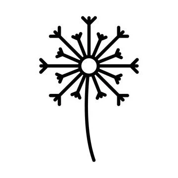 Dandelion icon linear logo mark in black and white Stock Illustration
