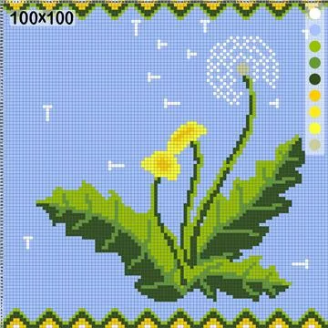 Dandelion pattern for cross-stitch or knitting Ilustração Stock
