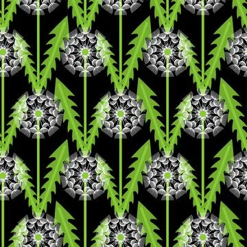 Dandelion pattern seamless. blowball background. flowers texture Stock Illustration