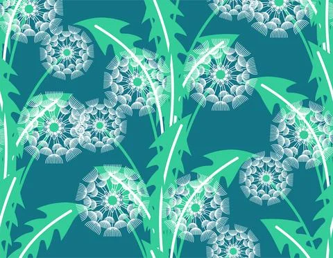 Dandelion pattern seamless. blowball background. flowers texture Stock Illustration