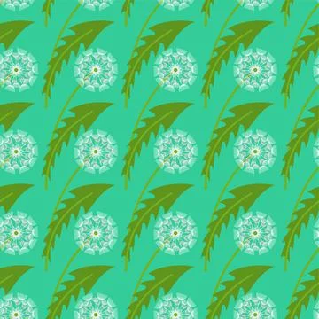 Dandelion pattern seamless. blowball background. flowers texture Stock Illustration
