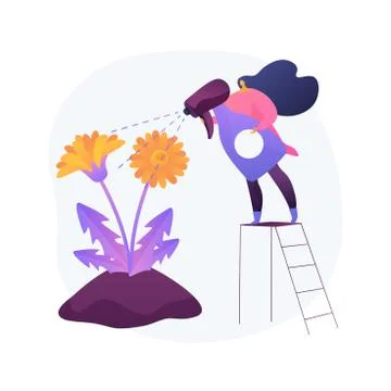 Dandelion removal abstract concept vector illustration. Stock Illustration