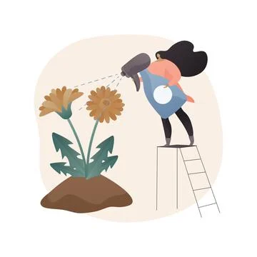 Dandelion removal abstract concept vector illustration. Stock Illustration