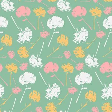 Dandelion seamless pattern with blossom flower, green pink yellow white color Stock Illustration