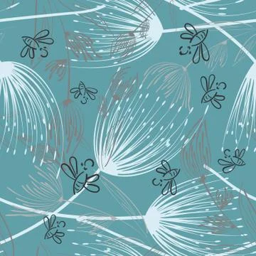 Dandelion seamless pattern for decoration design. Decorative dandelion wallpa Stock Illustration