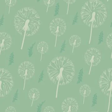 Dandelion seamless pattern. on a pastel background. Stock Illustration