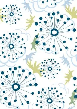 Dandelion seamless pattern vector floral design primitive scandinavian Stock Illustration
