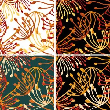 Dandelion seamless in retro style. Vector dandelion. Floral wallpaper. Hand d Stock Illustration