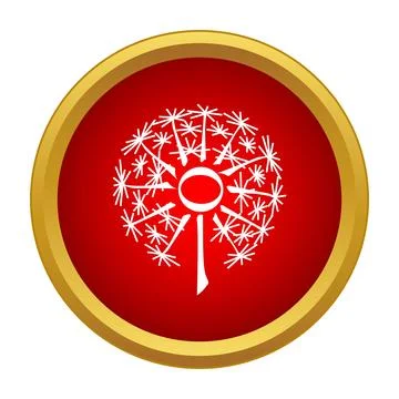 Dandelion seed head icon on red background イラスト素材