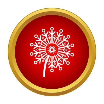 Dandelion seed head icon on red button 스톡 일러스트