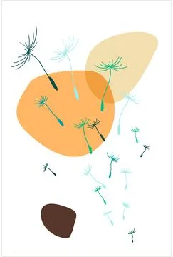 Dandelion seeds on abstract shapes in composition Stock Illustration