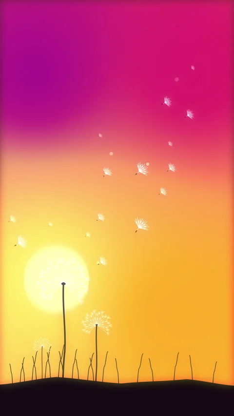Dandelion seeds blowing sunset animation loop 動画素材 346645917