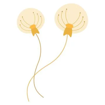 Dandelion seeds flat clipart vector illustration Ilustração Stock