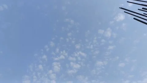Dandelion seeds flying in the wind, blue sky background Stock Footage 329928349