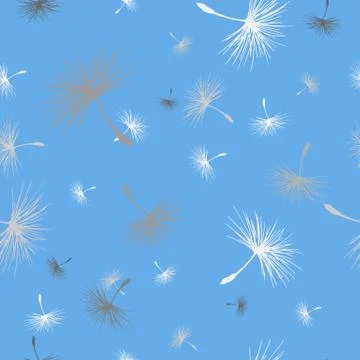 Dandelion seeds seamless pattern Stock Illustration