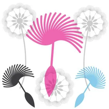Dandelion with seeds on white background Stock Illustration
