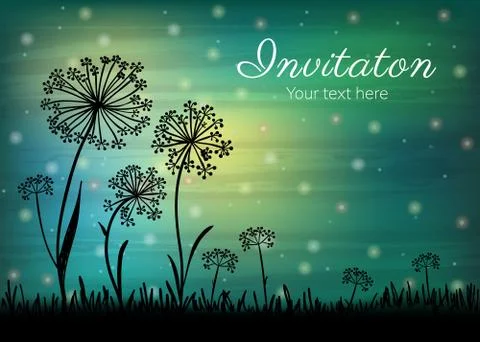 Dandelion in the sunset on the meadow Illustrazione stock