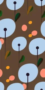Dandelion vector stylized modern seamless floral pattern Stock Illustration