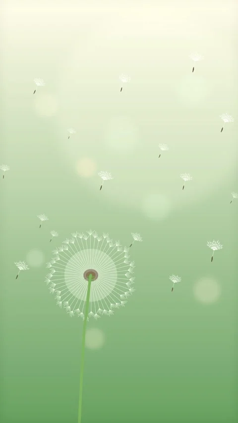 Dandelion wind blowing seeds animation green nature loop vector 動画素材 346643743