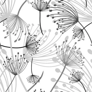 Dandelions fluff seamless pattern vector illustration eps 10. Stock Illustration