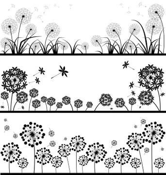Dandelions vector set Stock Illustration
