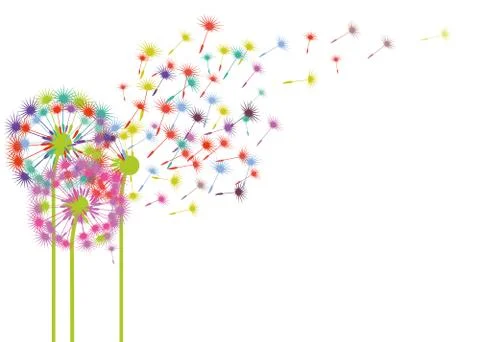 Dandelions in the wind illustration Stock Illustration