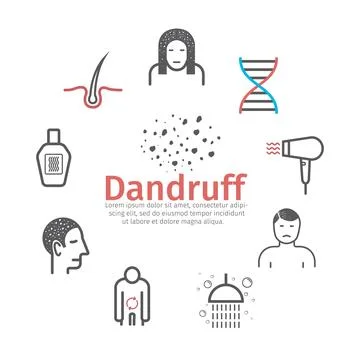 Dandruff banner. Vector signs for web graphics. Illustrazione stock