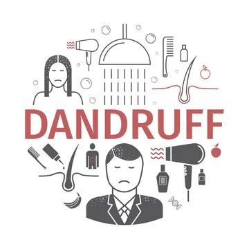 Dandruff banner. Vector signs for web graphics. Illustrazione stock