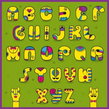 Dandy Alphabet. Artistic font Stock Illustration