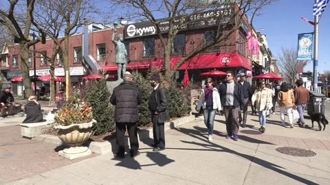 The Danforth Greektown in Toronto Canada on a nice sunny day Stockbeeldmateriaal 150774401