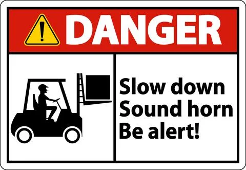 Danger 2-Way Slow Down Sound Horn Sign On White Background Stock Illustration