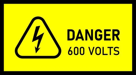 Danger 600 Volts Hazard Warning Signs vector Stock Illustration