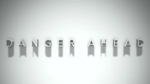 Danger ahead 3D title animation with shadows on a white background 스톡 동영상 297905685
