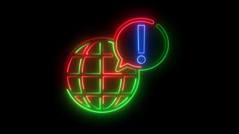 Danger alert globe neon animation motion Stock Footage 321752075