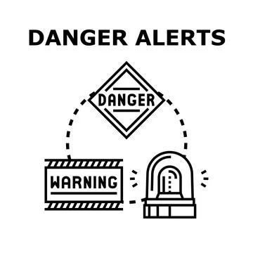 Danger alerts warning of problem and emergency Stock Illustration