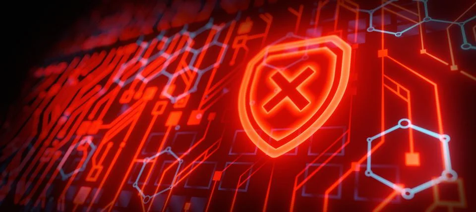 Danger and failure of hack attack digital technology cybersecurity concept Stock-Illustration